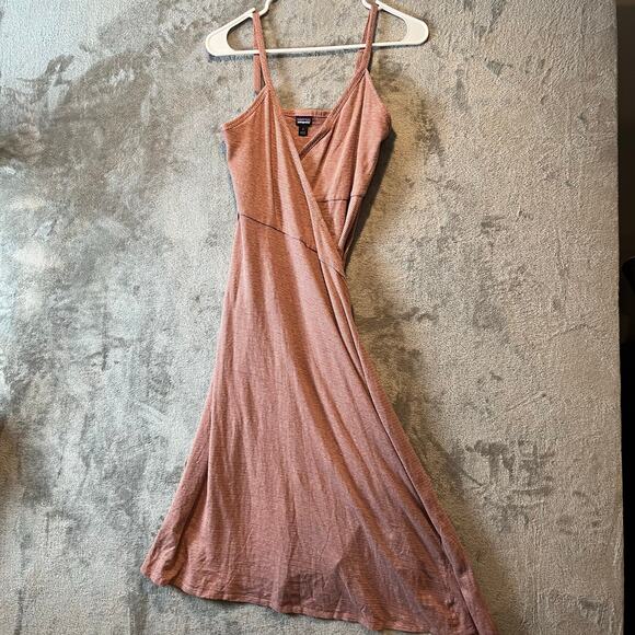 Patagonia‎ Women’s Wrap Dress Hemp Organic Cotton Size Small Striped Pink - Picture 1 of 6